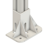 33-45453S-1 MODULAR SOLUTIONS FOOT 45MM X 45MM (3) SIDED FOOT W/11MM FLOOR ANCHOR HOLES